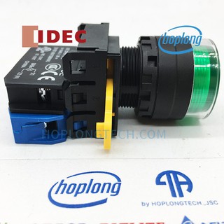 YW1L-MF2E10QM3G Nút nhấn IDEC có đèn phi 22 loại phẳng nhấn nhả màu Xanh lá