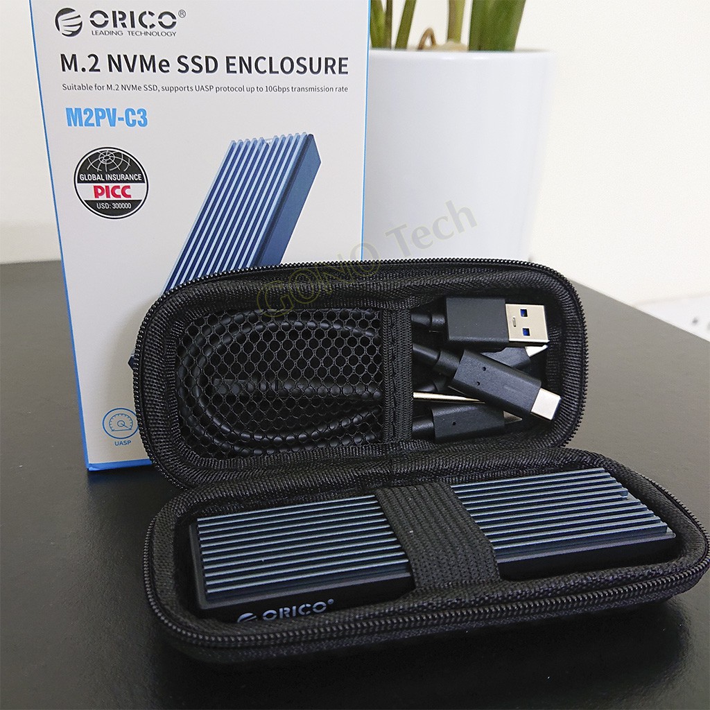 Hộp đựng box M.2 Orico M2PH01 | Túi chống sốc Ổ cứng di động SSD M2 SATA/NVMe