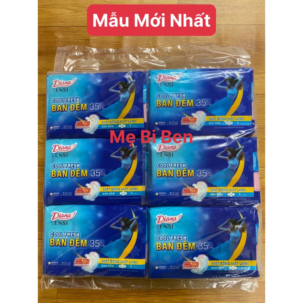[Chính Hãng] Bộ 2 gói Băng vệ sinh Diana Sensi Cool Fresh Night 35cm 3 miếng/gói