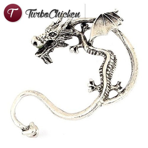 T⋄ Vintage Punk Style Temptation Metal Fly Dragon Ear Hook Wrap Earrings