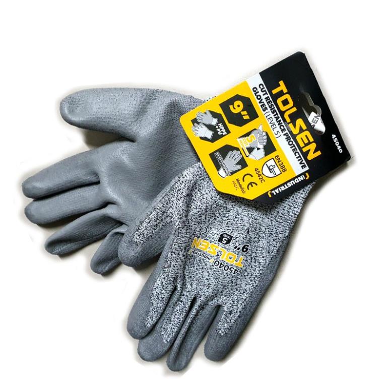 Bao Tay Chống Cắt Công Nghiệp 9 inch 10 inch Tolsen 45040 45041  tạo độ bám, chống dầu, tron trượt và chống mài mòn tốt