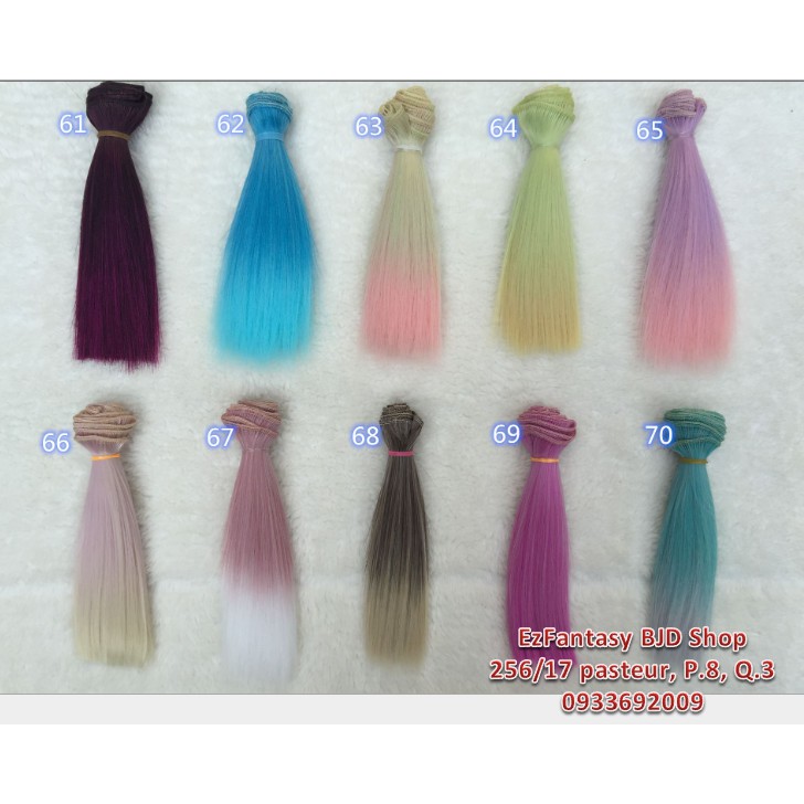Line may tóc búp bê bjd - thẳng 15cm mix - màu 1 đến 50