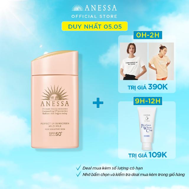Sữa Chống Nắng Dịu Nhẹ Cho Da Nhạy Cảm Anessa Perfect UV Sunscreen Mild Milk SPF50+, PA++++ 60ml