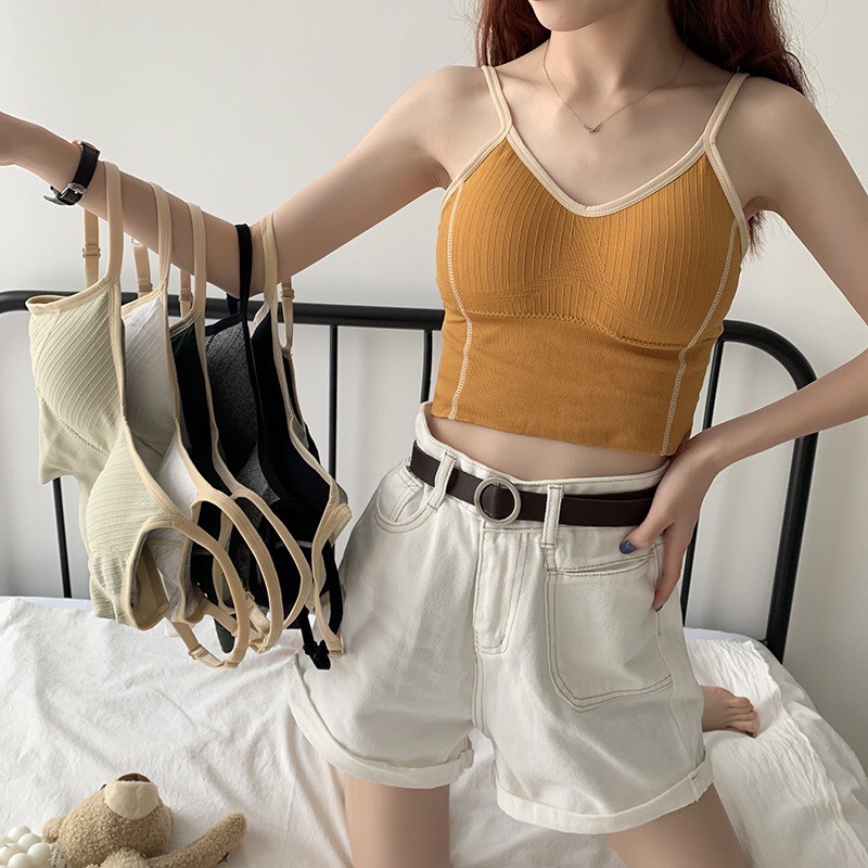 Áo Bra Croptop Cotton Viền Gân Tạo Eo Thon Hở Lưng - Khoét Lưng Free Size 40-55 Kg A916 (Video & Ảnh Thật) | BigBuy360 - bigbuy360.vn