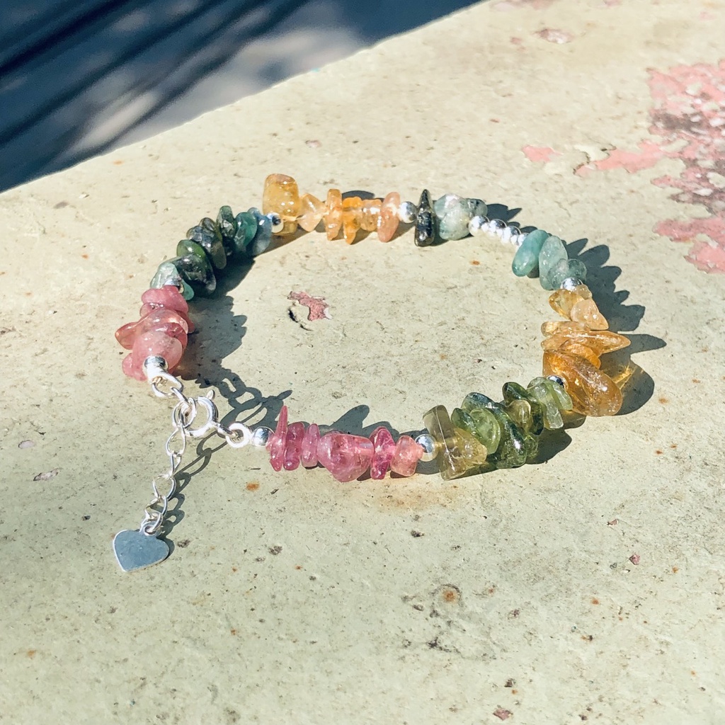 Lắc Bạc Tourmaline, Vòng Tay Nữ Bạc Ta Kết Hợp Đá Ngọc Bích Ngọc Trai Nhân Tạo Cao Cấp - HG JEWELRY