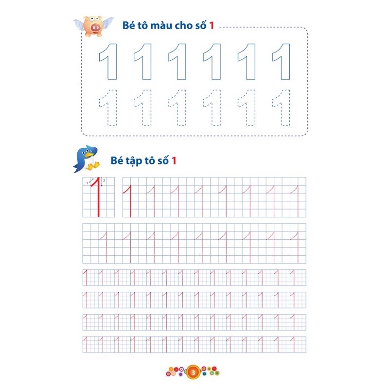 Sét 5 cuốn tập tô chữ và số cho bé