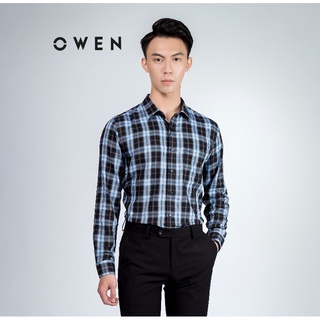 OWEN - Áo sơ mi dài  tay Owen Regular fit chất sợi tre kẻ ca rô 61050