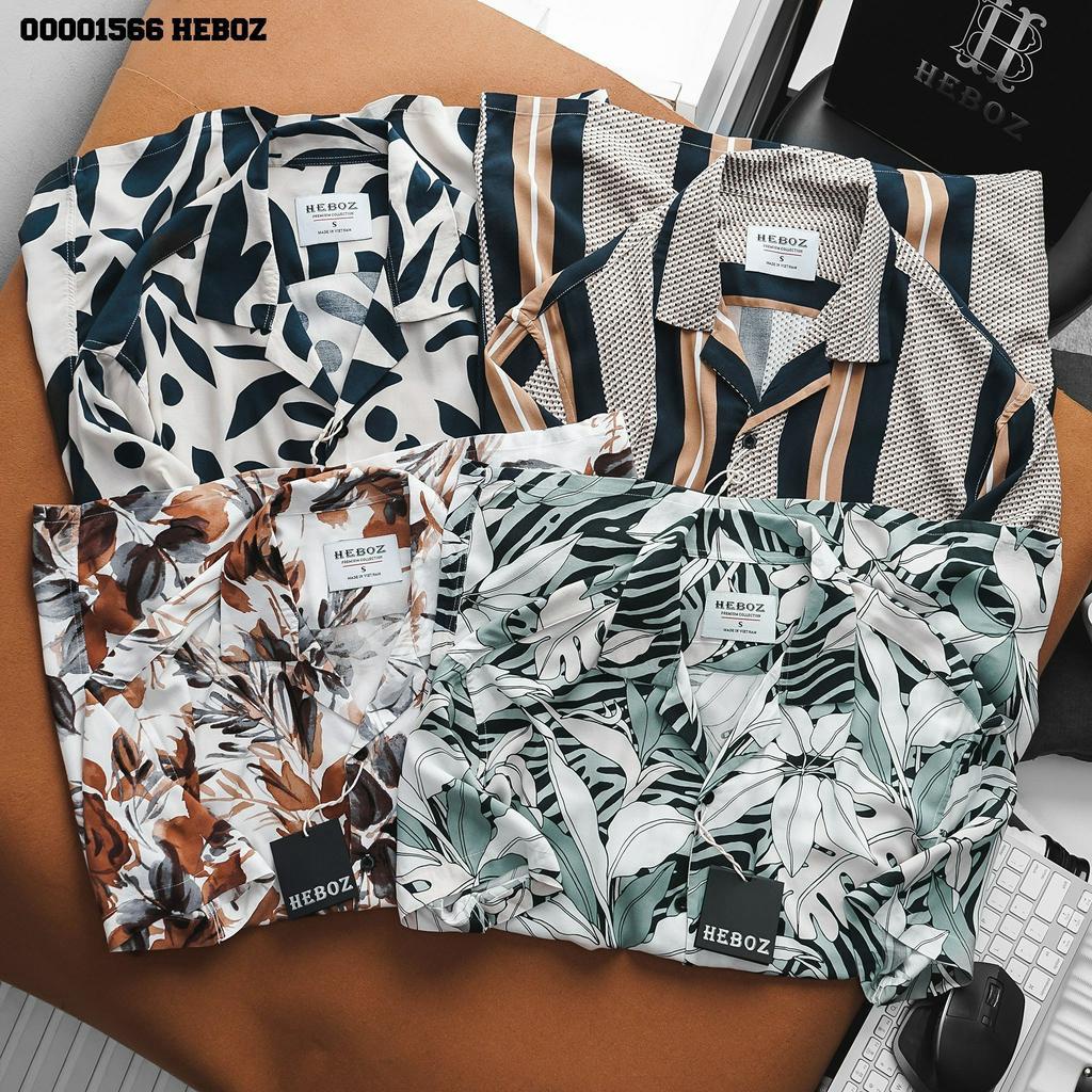 Áo sơ mi pijama linen hoạ tiết Heboz 4M, vải chống nhăn thấm hút có 3 màu basic dễ phối - 00001566