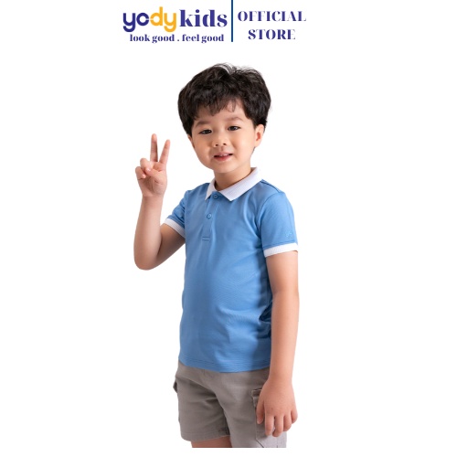 Áo Polo Yody phông trẻ em chất liệu Coolmax tay ngắn thoáng mát, thấm hút, mềm min phối bo KID4084