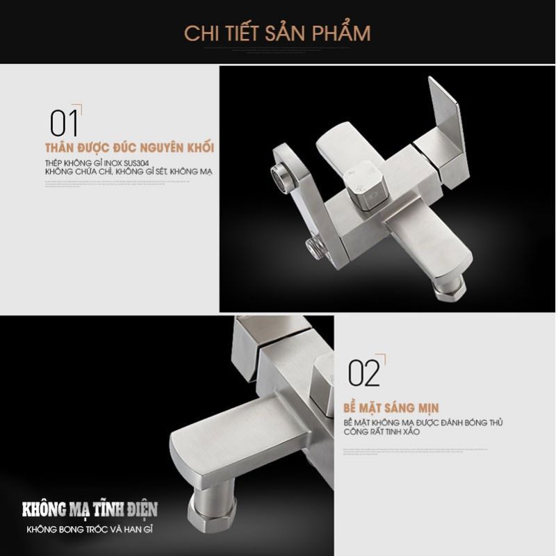 ✅GIÁ SỐC✅Bộ sen cây vuông đứng nóng lạnh inox 304