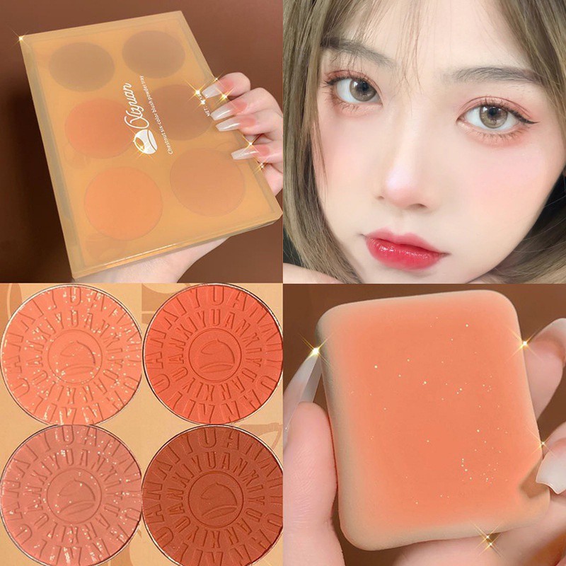 Bảng phấn má hồng 6 ô màu hạt dẻ XIYUAN mỏng mịn tự nhiên Chestnut Six-color Blush Powder Tray hottrend hottiktok XIYU05