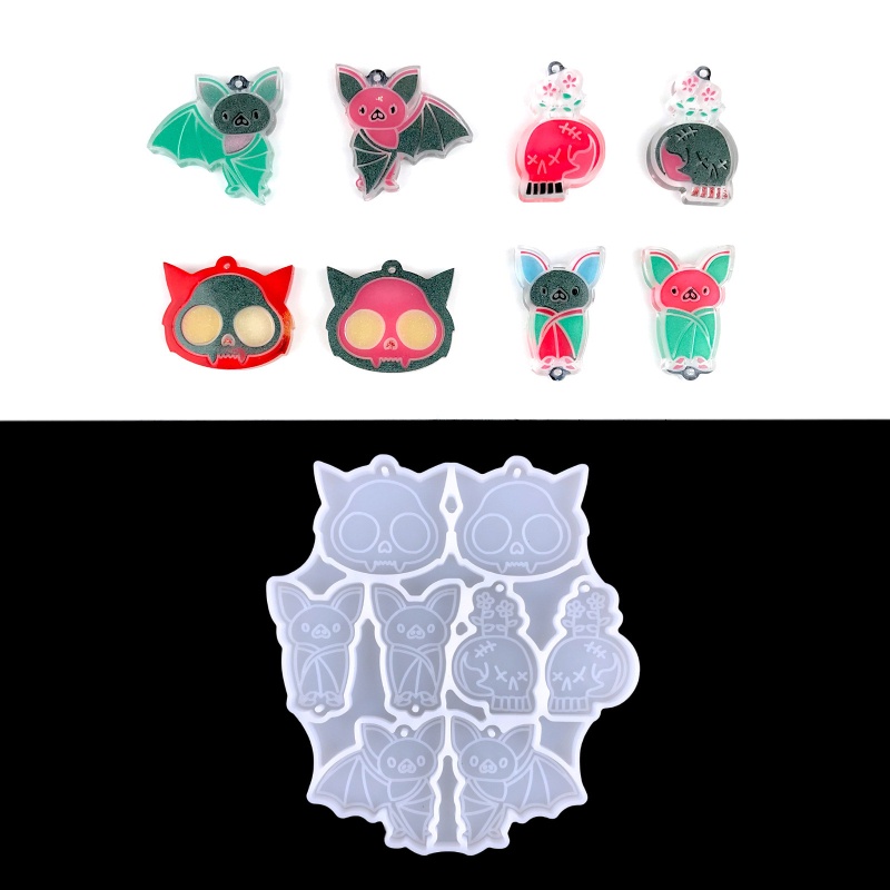 Khuôn Silicone Làm Móc Khóa / Móc Khóa Hình Đầu Lâu / Dơi Phong Cách Gothic Cho Nam Và Nữ