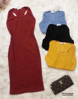 Váy body thun gân xẻ sau (ND)
