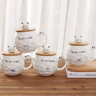 Ly sứ bo tròn hình mèo cực ngộ nghĩnh chất lượng cao 400ml