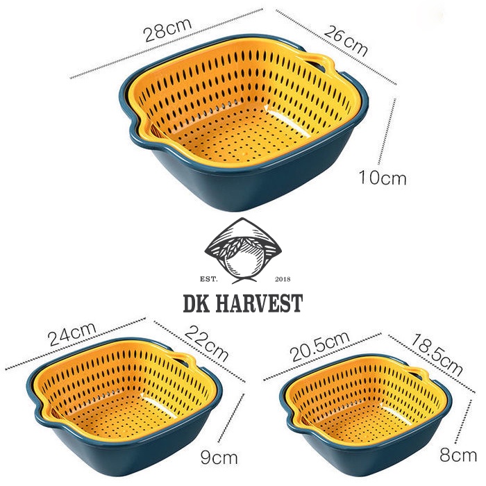 (Video Review) Combo Rổ 6 Món, Rổ Nhựa Chậu Ráo Nước 2 Lớp Cao Cấp Tiện Lợi DK HARVEST - Bộ Thau Rổ Nhựa Đa năng