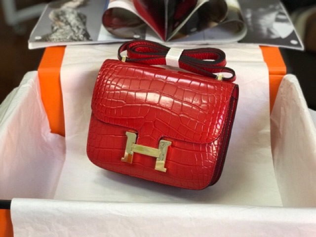 Túi HM constance da bò dập vân cá sấu cao cấp