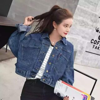 ÁO KHOÁC BÒ NGẮN DÁNG RỘNG