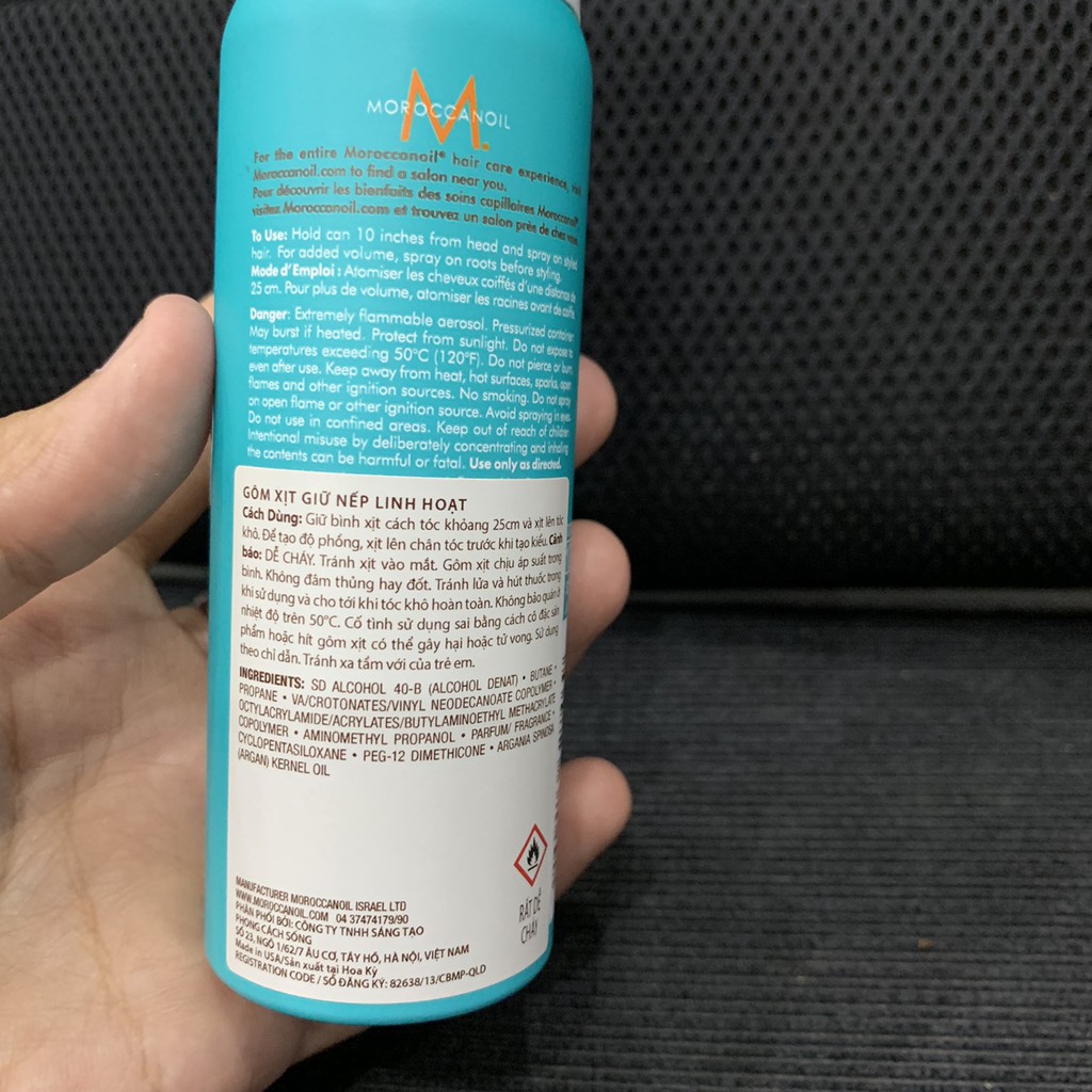 $$cam_kết_chính_hãng$$ Gôm xịt giữ nếp linh hoạt Moroccanoil Luminous Hairspray