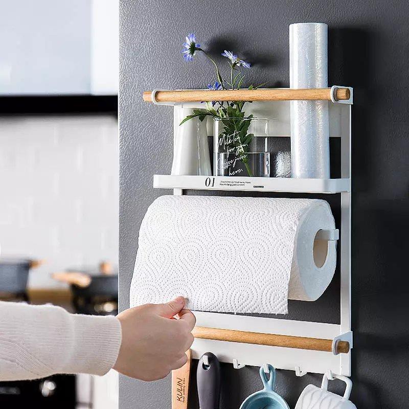 Đồ dùng nhà bếp & Phòng ăn┅✤Tủ lạnh bán đảo của IKEA Móc treo bên tường Giá khăn giấy cuộn từ tính đỡ nhà bếp