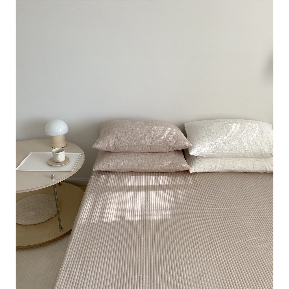 40 Thread Count Twill pure cotton quilted fitted sheet Korean pure color cotton sandwiched bedspread Simmons protective cover mattress cover 9icy