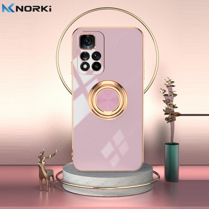 Ốp Điện Thoại Silicon Dẻo Tráng Gương Kèm Giá Đỡ Nhẫn Từ Tính Sang Trọng Cho Xiaomi Redmi Note 12 11 10 Pro 10S 11S