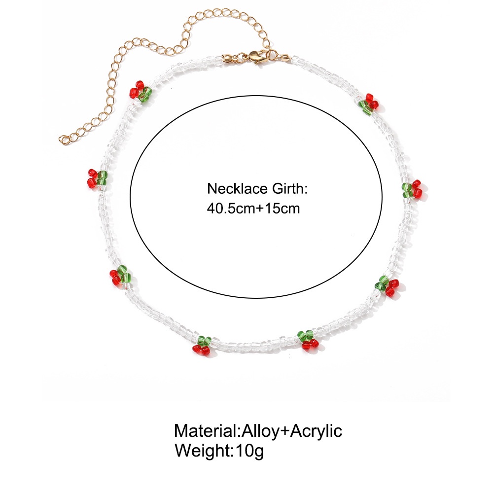 Vòng cổ Choker đính hạt nhựa Resin trong suốt hình quả Cherry dễ thương phong cách Bohemian thời trang mùa hè cho nữ