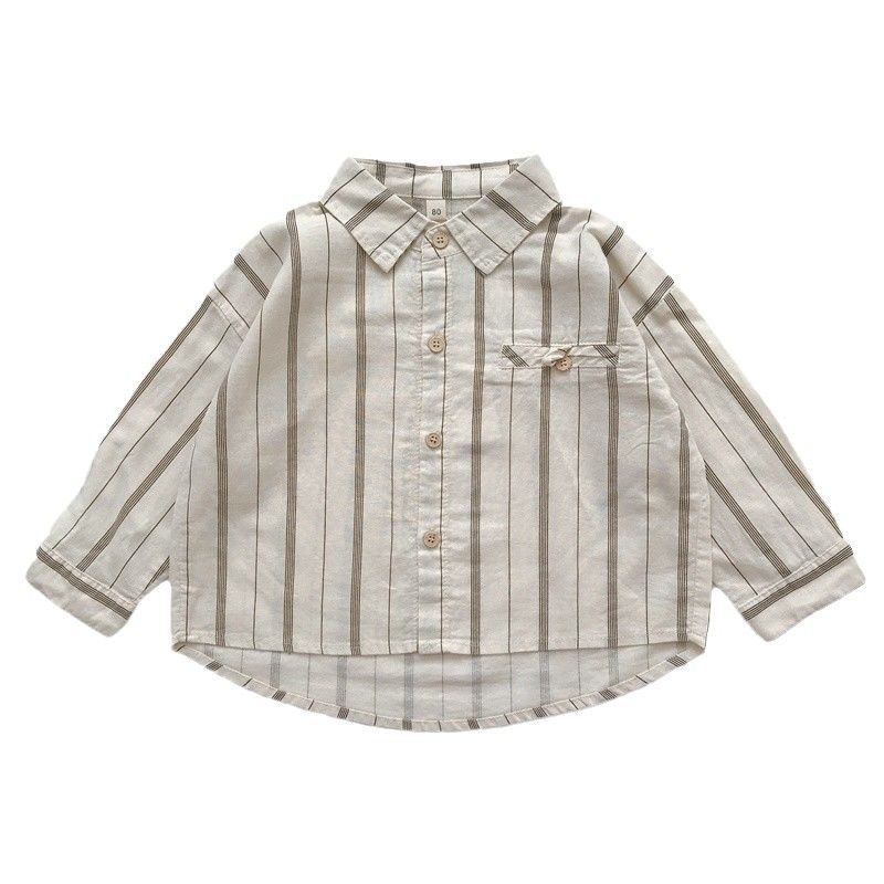 Áo Sơ Mi Họa Tiết Kẻ Sọc Thời Trang Xuân Thu Mới Cho Bé Trai Và Gái