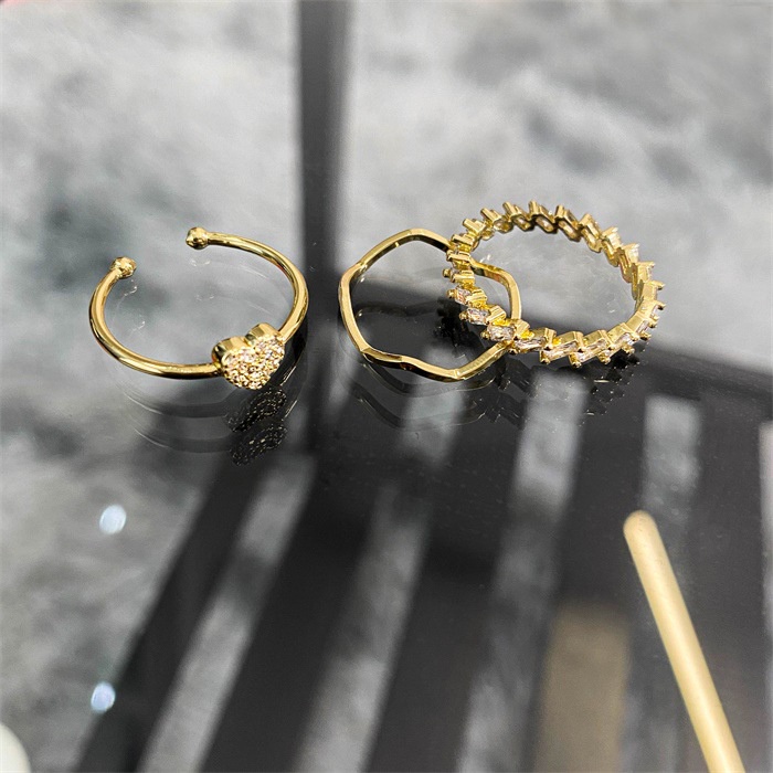 Bộ Ba Nhẫn Hình Trái Tim Đính Đá Thời Trang Hàn Quốc