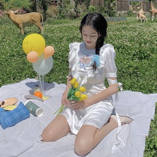 [Có Ảnh Thật - Order] (L) Váy lụa Lolita tim rỗng thêu nơ đan dây ôm dáng màu trắng 🎀