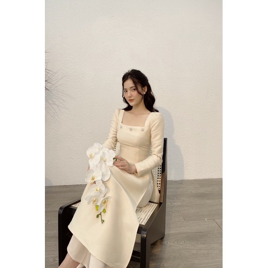 ✿❃Áo dài LAYLA thiết kế cách tân H.I.U ROOM , tay cổ vuông phong tiểu thư fullset kèm quần lụa design. | BigBuy360 - bigbuy360.vn