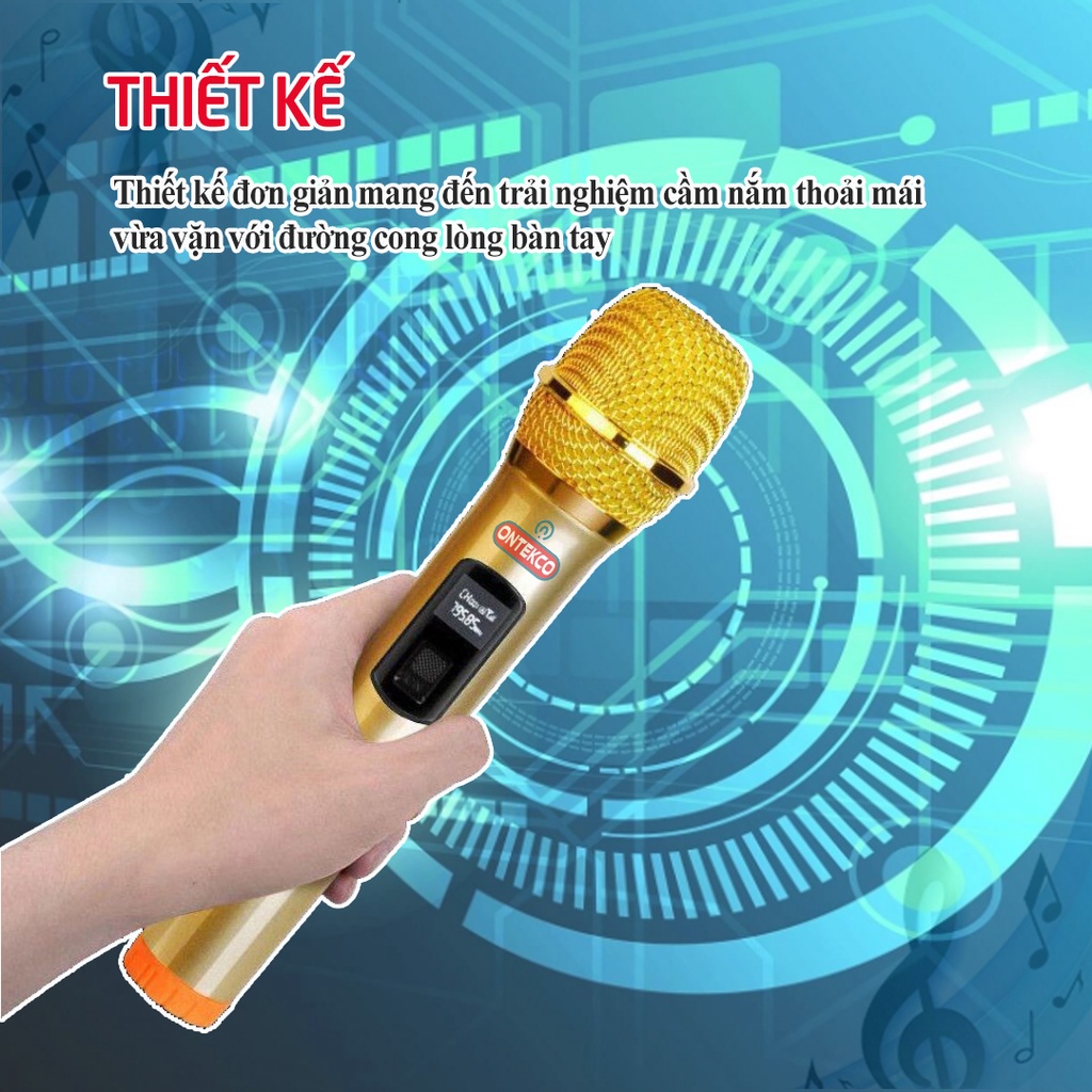 Micro karaoke GOLD không dây cao cấp ONTEKCO E6| E6s mẫu mới tích hợp màn hình led chuyên nghiệp công nghệ mới 2023 | BigBuy360 - bigbuy360.vn