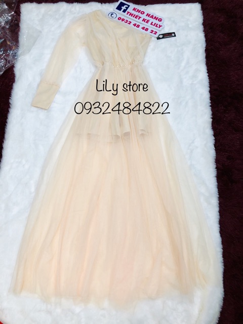 ( VIDEO &amp; ẢNH THẬT 10000%) ĐẦM MAXI LỆCH VAI ĐÍNH NGỌC EO