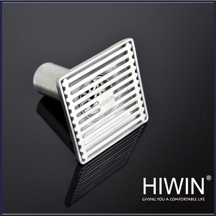 Phễu ga thoát sàn ngăn mùi hôi inox 304 mặt gương bóng kích thước 100x100mm HIWIN FD-431B