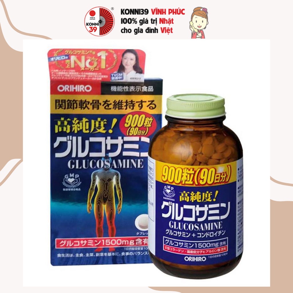 Viên Uống Bổ Sung Glucosamine Bổ Xương Khớp Glucosamine Orihiro Nhật Bản Lọ 900 Viên