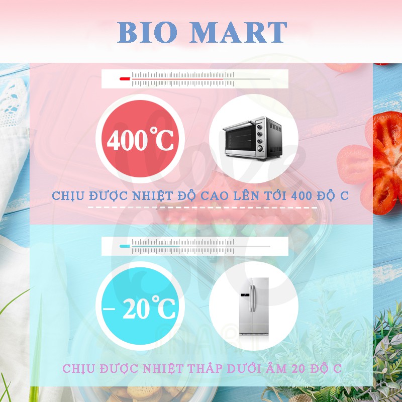 [TẶNG TÚI GIỮ NHIỆT + BỘ THÌA ĐŨA] Hộp cơm văn phòng - 2 Hộp cơm thủy tinh giữ nhiệt không chia ngăn - BIO52 | BigBuy360 - bigbuy360.vn