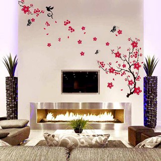 Decal dán tường Cành hoa đào đỏ - Tết
