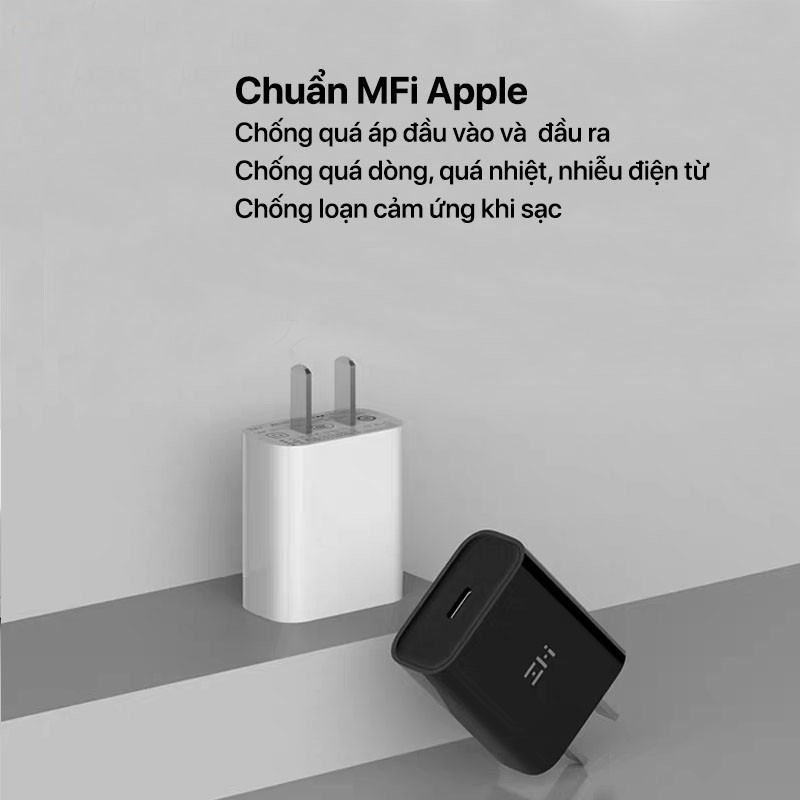 Củ sạc nhanh PD ZMI HA716 20W / HA711 18W cho Apple, iPhone 8/XS/XS MAX/XR chuẩn MFi cổng USB Type - C - Minh Tín Shop