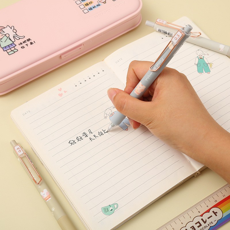 Lẻ 01 bút mực đầu bấm Pennie hoạt hình gấu thiết kế cute cho học sinh ghi chép