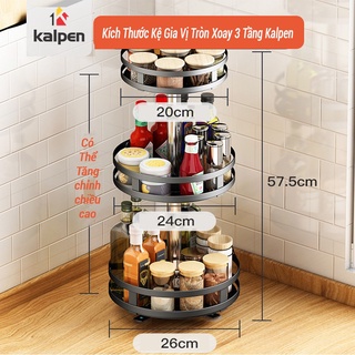 Kệ gia vị 2,3 tầng cao cấp đủ giỏ đựng đũa thìa dao thớt, kệ để gia vị xoay vuông tròn thông minh Kalpen