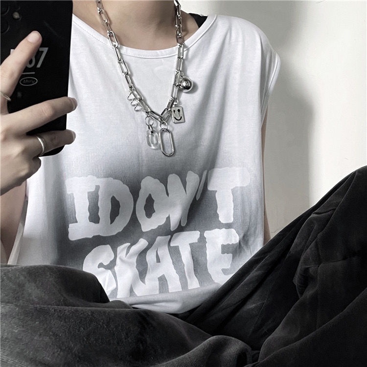 Jiashucheng Áo Thun Sát Nách Thể Thao Dáng Rộng Phong Cách Harajuku Thời Trang Mùa Hè Cho Nam Và Nữ