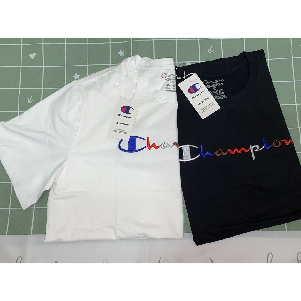 Áo thun phông thêu chữ Champion áo đôi Unisex