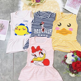 Váy Cho Bé Gái Mặc Hè Kẻ Ngang Họa Tiết Siêu Xinh Hàng Minky Mom Chất Cotton Siêu Mềm Mát