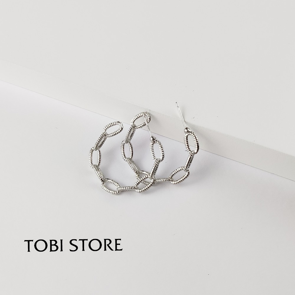 Bông tai nữ mạ bạc TOBI STORE khuyên tai cá tính nhiều kiểu dáng đính đá cute ngầu tròn, dài, nụ