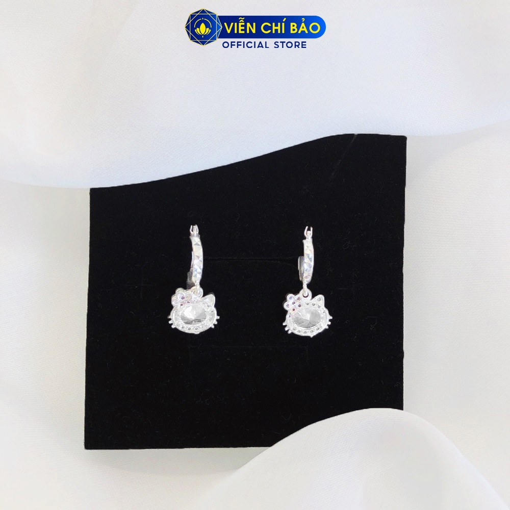 Bông tai bạc nữ Kitty trắng trẻ em chất liệu bạc S925 thời trang phụ kiện trang sức nữ Viễn Chí Bảo B400518x