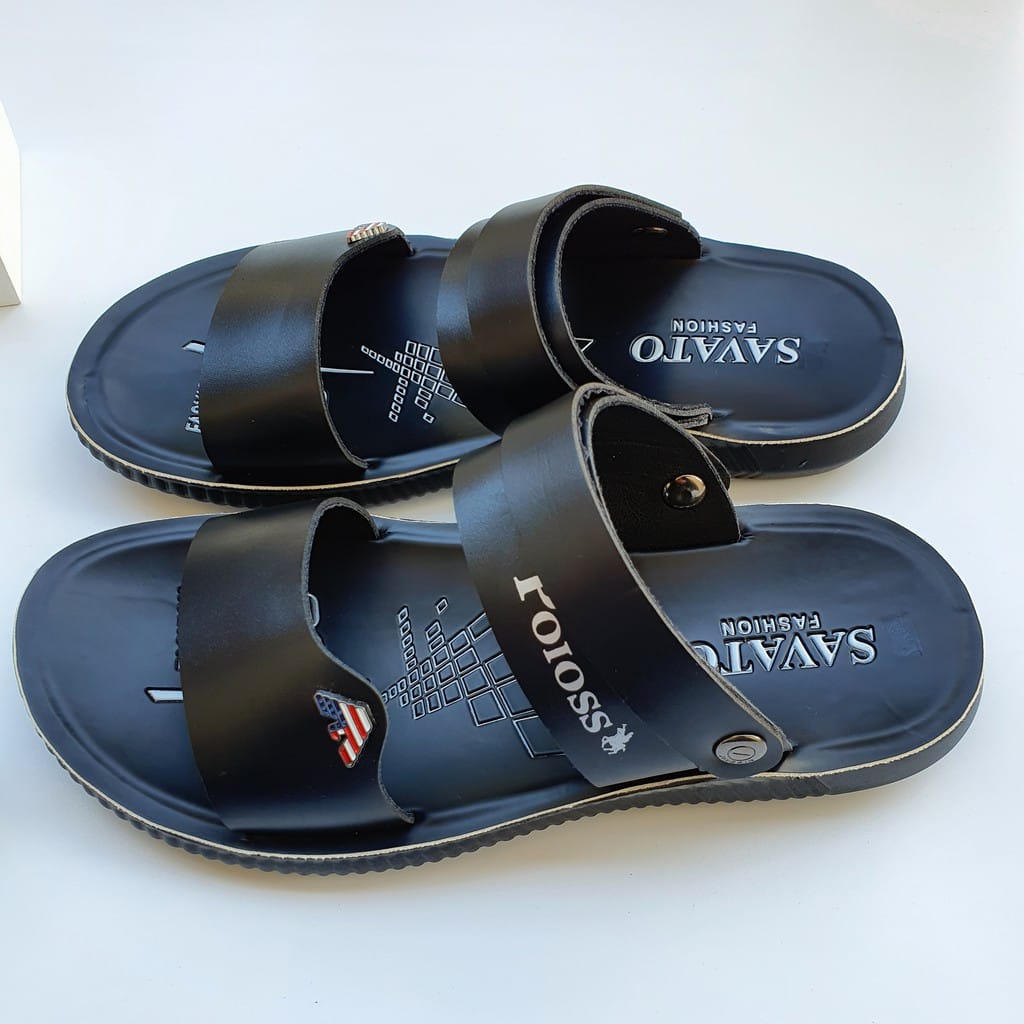 Freeship - Dép nam da cao cấp lẻ size sale - Chữ Poioss