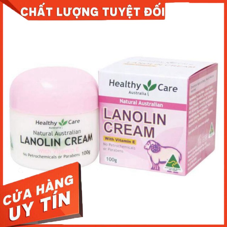 Free Ship Kem dưỡng trắng da nhau thai cừu Healthy Care Natural Lanolin &amp; Vitamin E Cream 100g