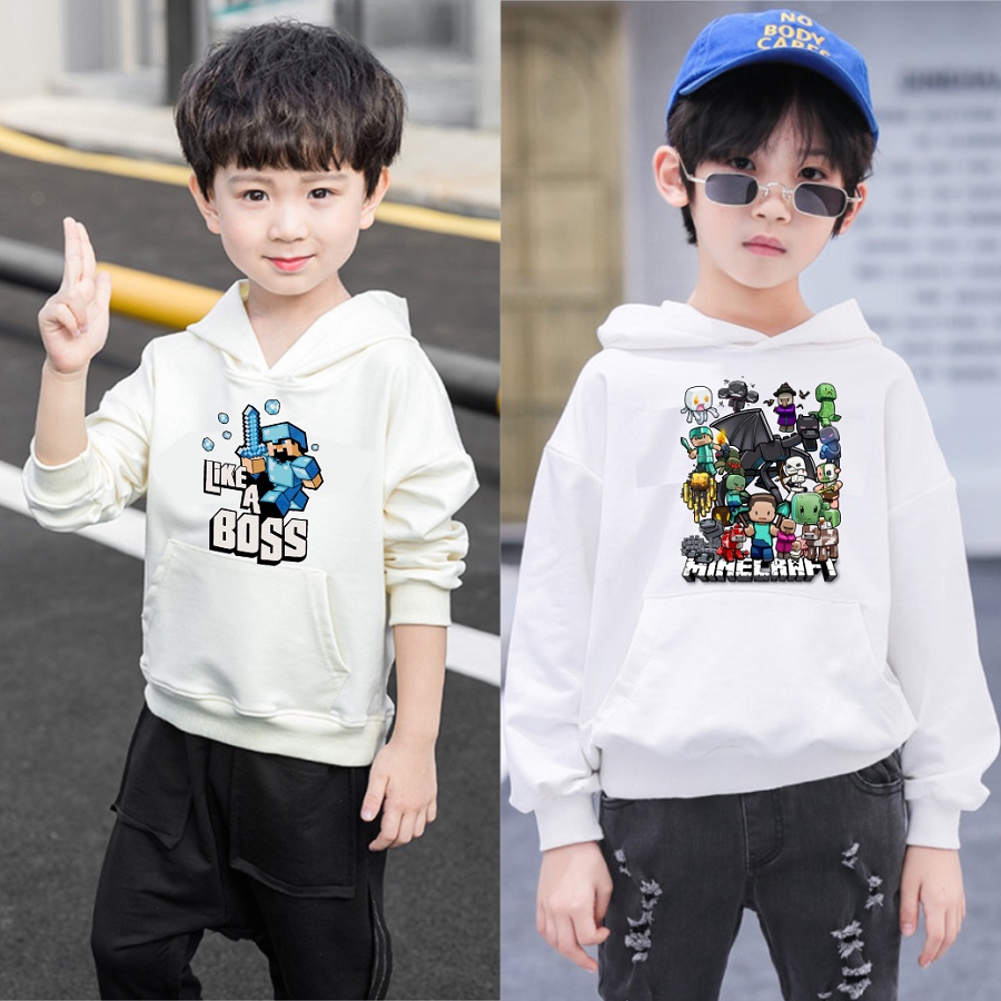 Áo hoodie lego minecraft trò chơi xếp hình áo khoác màu trắng cực chất cho bé