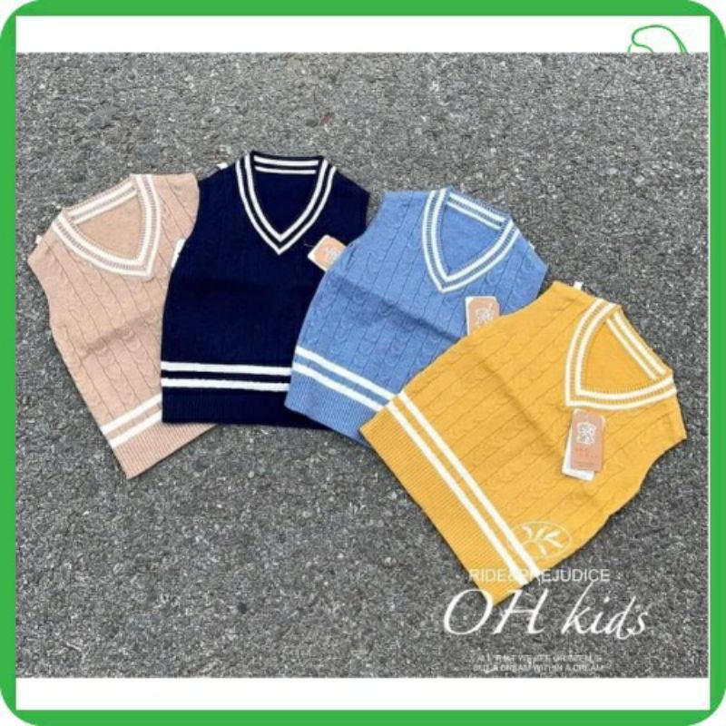 Áo Gile Len Vặn Thừng Cổ tim size Nhỡ Cho Bé Từ 5-9 tuổi