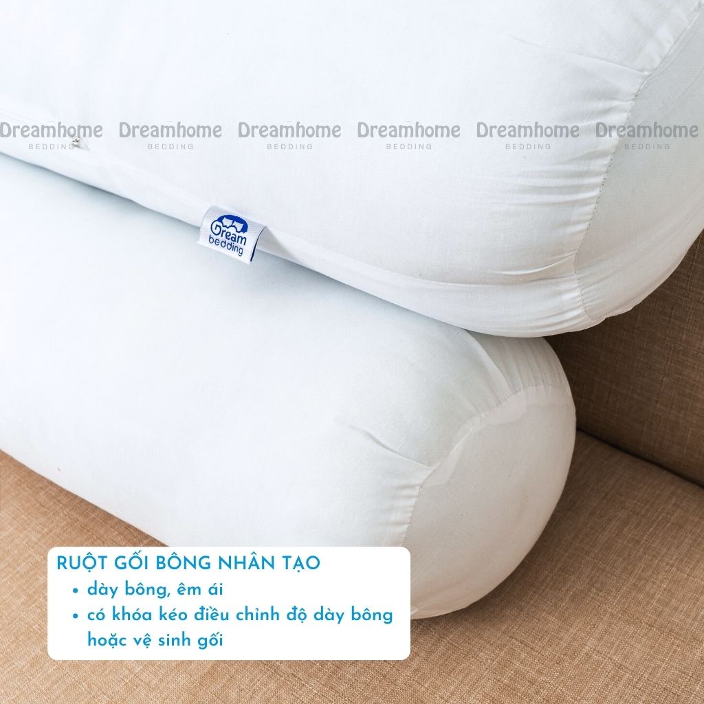 Ruột gối ôm 70x100 DREAMHOME Lõi gối ôm ép hơi nặng 1.4kg, có khóa kéo bông gòn nhân tạo căng đẹp