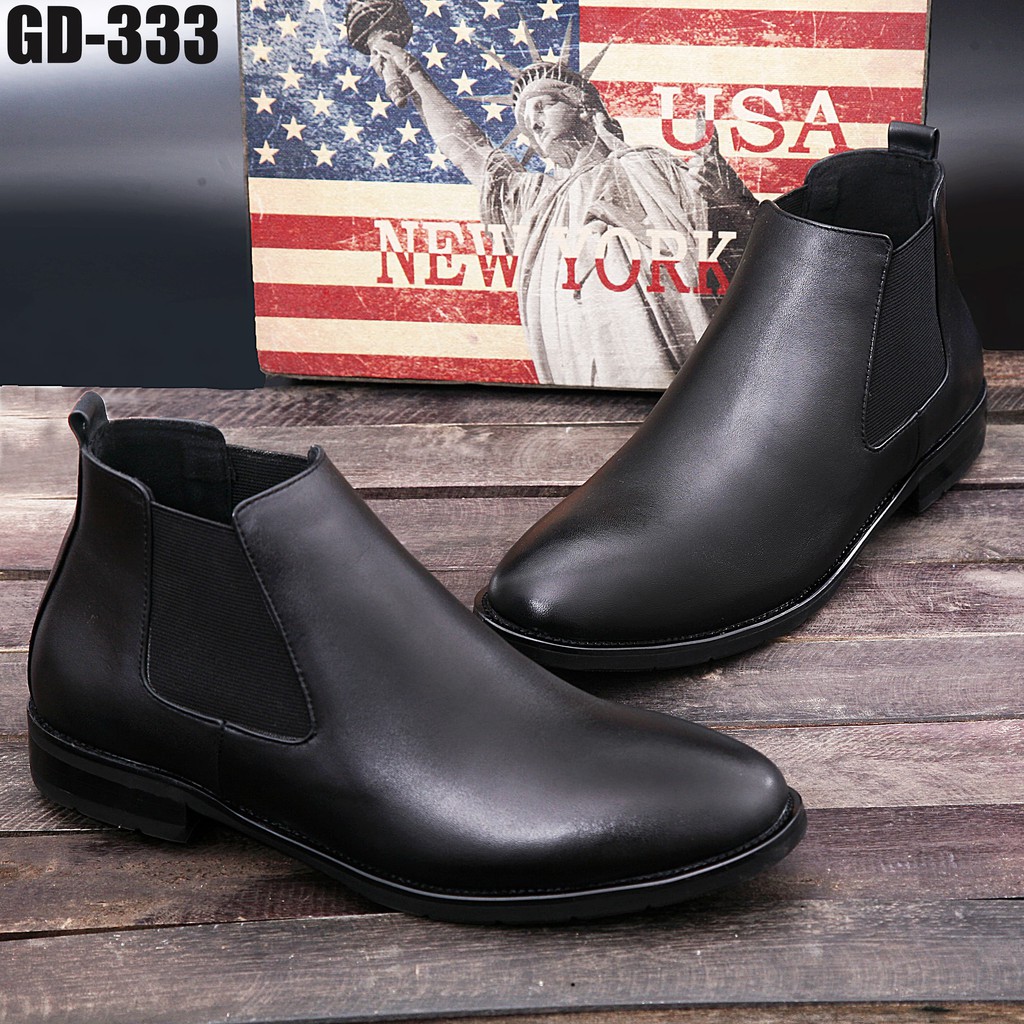 [Da Thật 100%] Giày Chelsea Boot Đen nam Tăng chiều cao 5cm | BigBuy360 - bigbuy360.vn